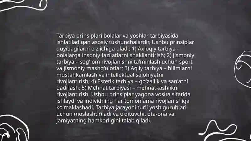Tarbiya jarayoni mohiyati va tarbiya prinsiplari, qonuniyatlari; tarbiya metodlari va vositalari 4