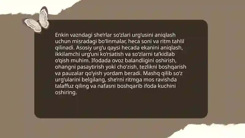 Enkin vazndagi she’rlarni ifodali o’qish 4