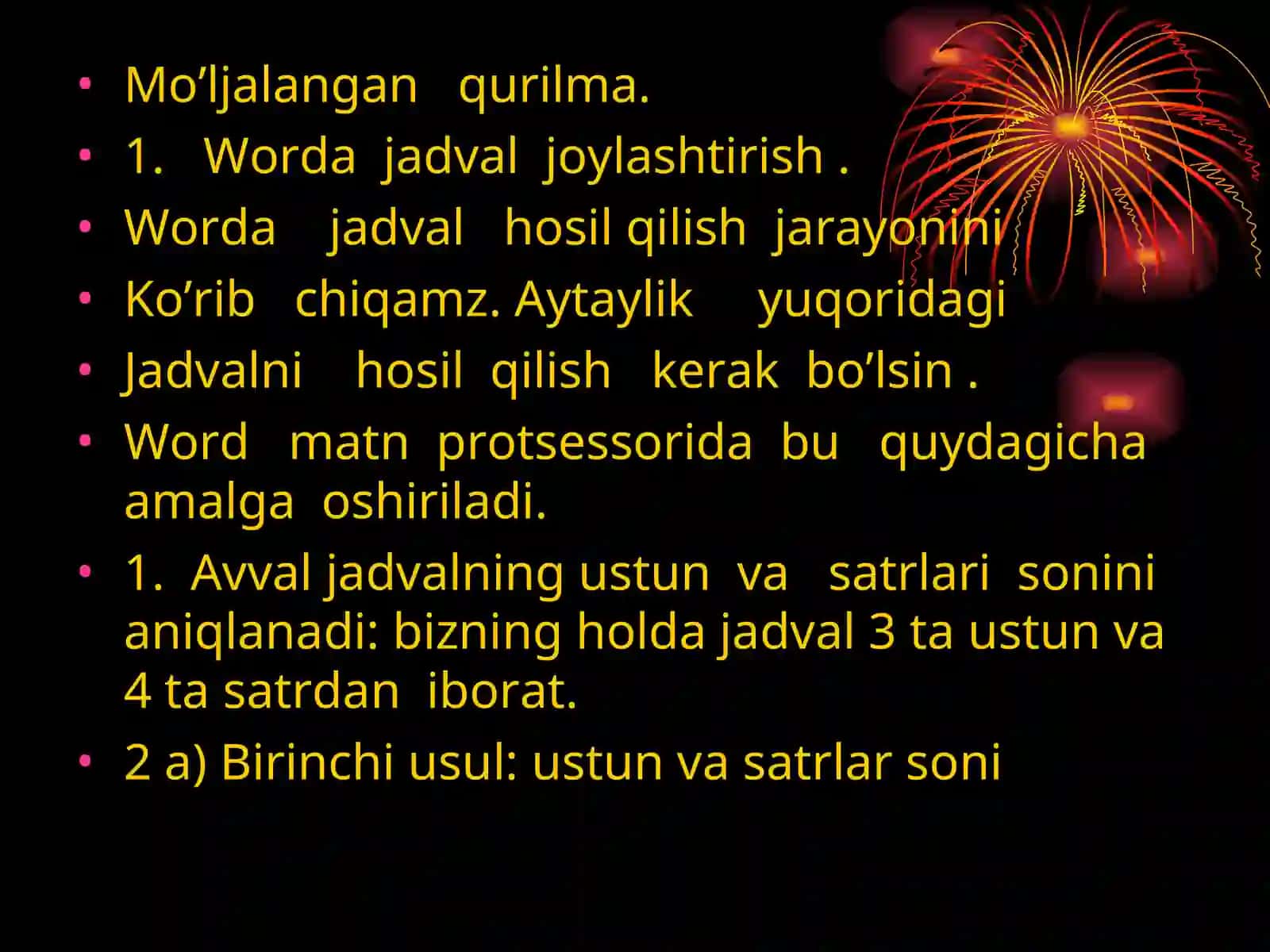 12-dars Hujjatlarda jadvallar bilan ishlash 4