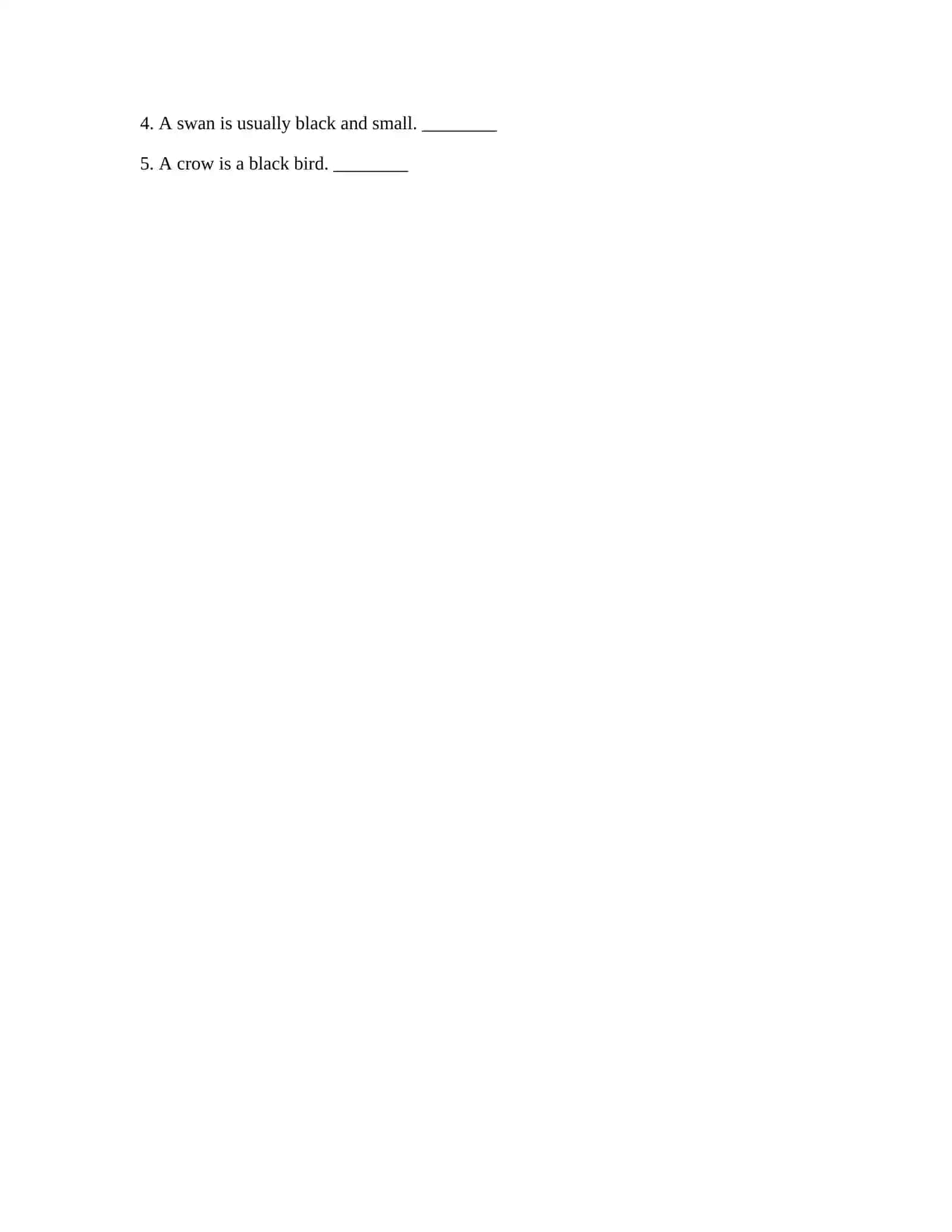 WILD BIRDS QUIZ TEST 4