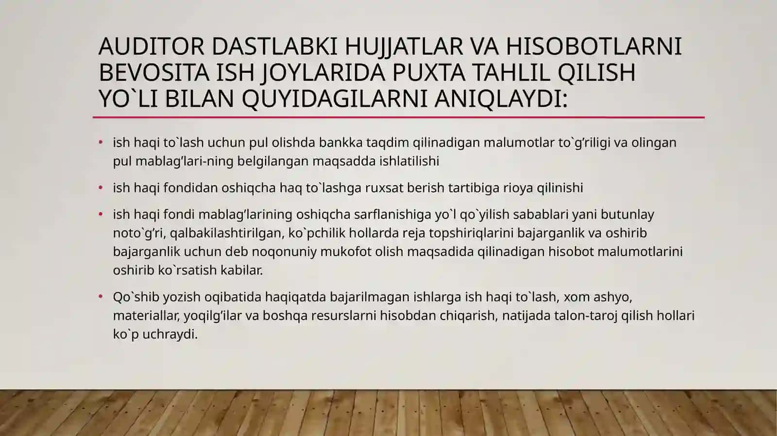 Mеhnathaqibo`yichahisоb-kitоblarauditinirejalashtirishtartibi 4