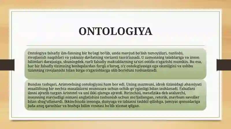 Taqdimot  Mavzu: Aristotel Farobiy va Kant ontologiyasida kategoriyalarning tasnifi 4