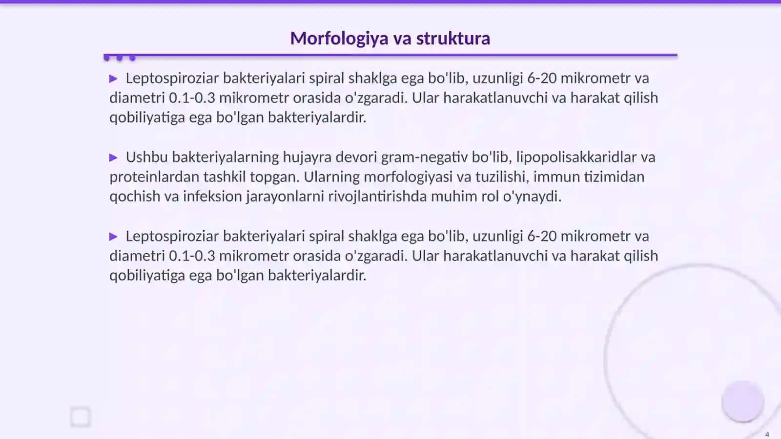 Leptospiroziar morfologiyasi va struktura tahlili 4