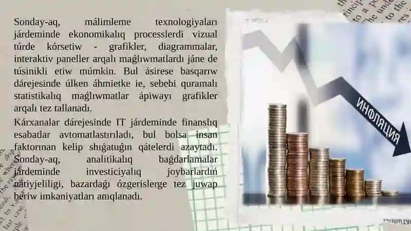 Informaciya texnologiyalarınıń ekonomikalıq analizdegi roli hám áhmiyeti 4