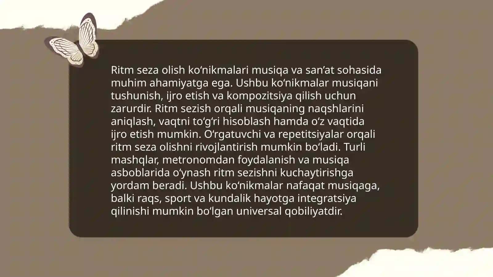 Musiqa tinglash hamda idrok etishda bolalar namoyon qilgan koʻnikma, malaka va bilimlar 4