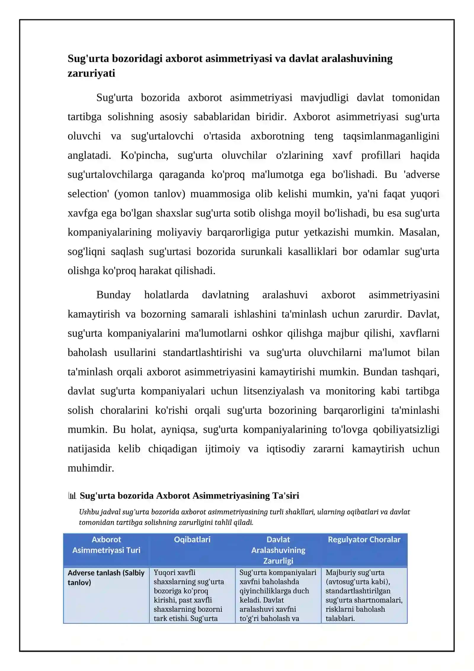 Sug'urta bozorini davlat tomonidan tartibga solish zarurati va asoslari 4