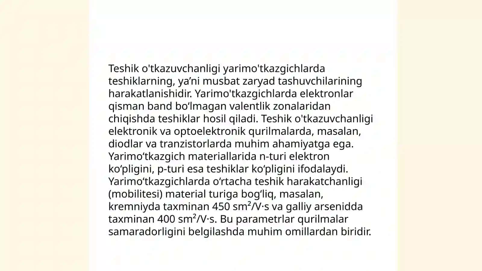 Yarimo’tkazgichlarning xususiy va aralashmali o’tkazuvchanligi. Yarimo’tkazgichlarda Fermi sathi 4
