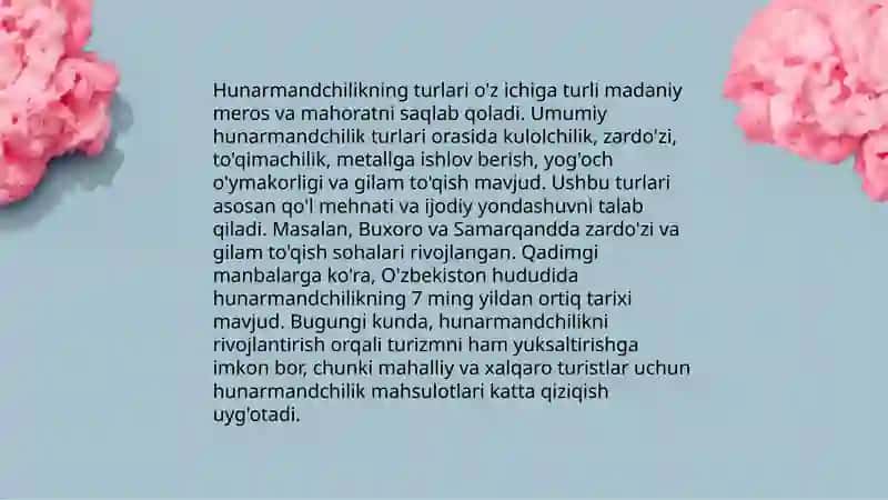 Xalq amaliy san’ati va hunarmandchiligi, milliy me’morchilik xalq maktabi 4