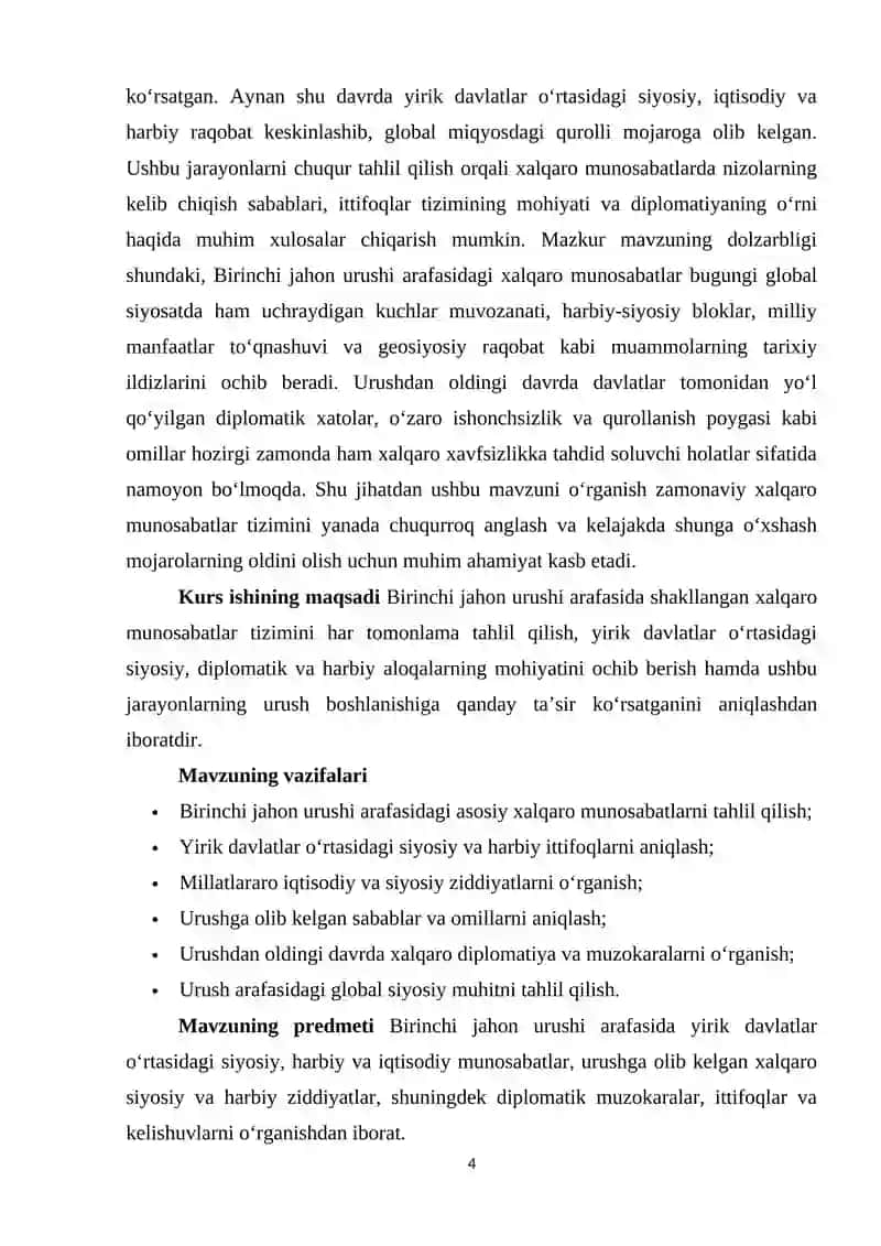 Birinchi jahon urushi arafasida xalqaro munosabatlar 4