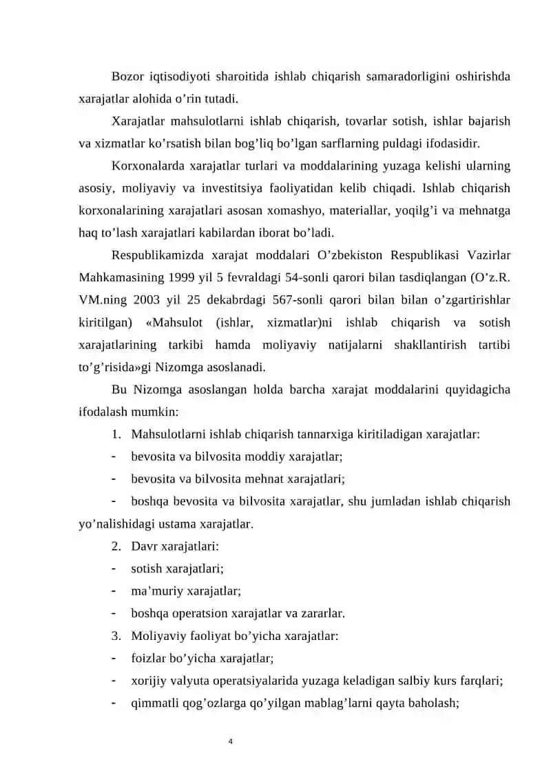 Ustama xarajatlar hisobi 4