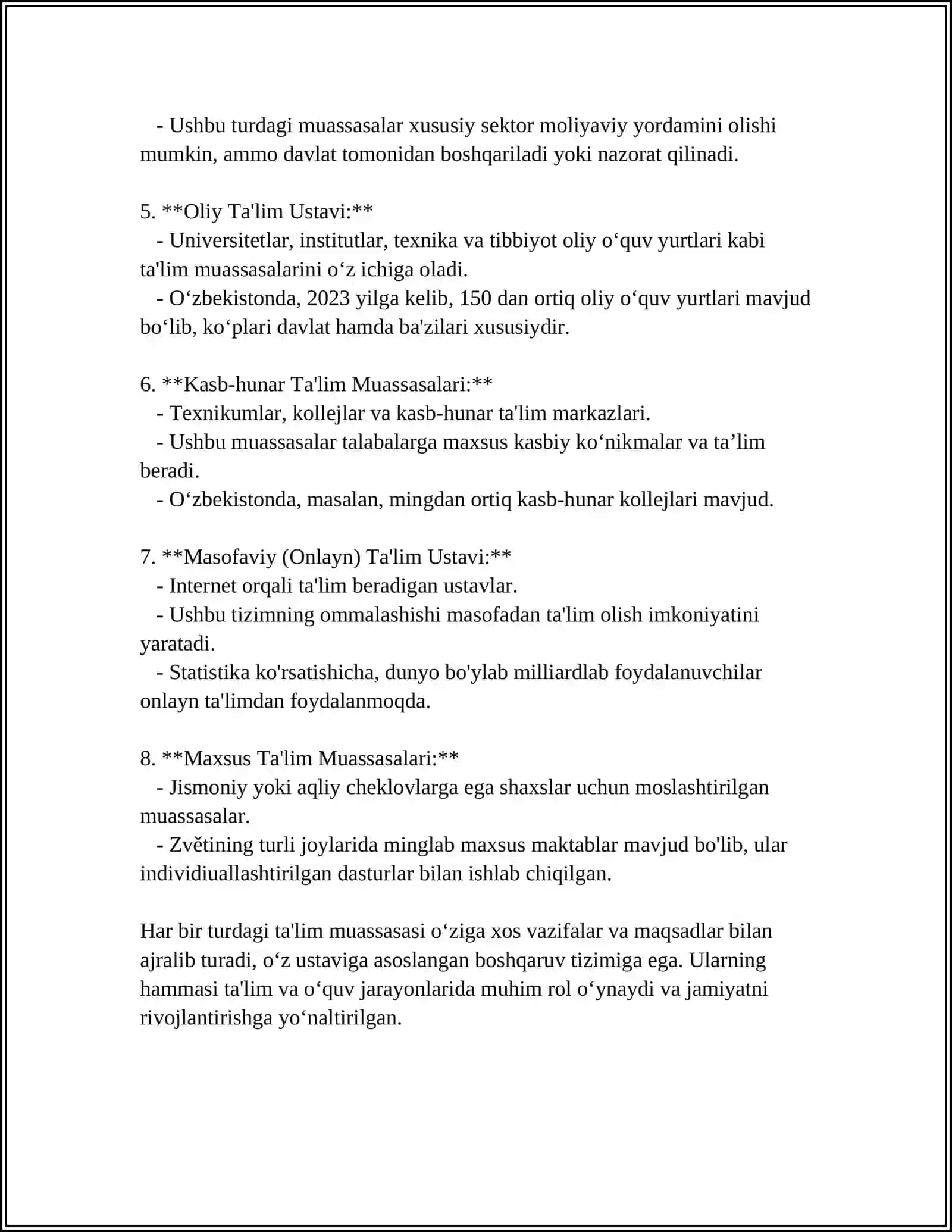 TA’LIM MUASSASASI USTAVI – RAHBARLIK VA BOSHQARUV TIZIMINI ANIQLOVCHI HUJJAT 4