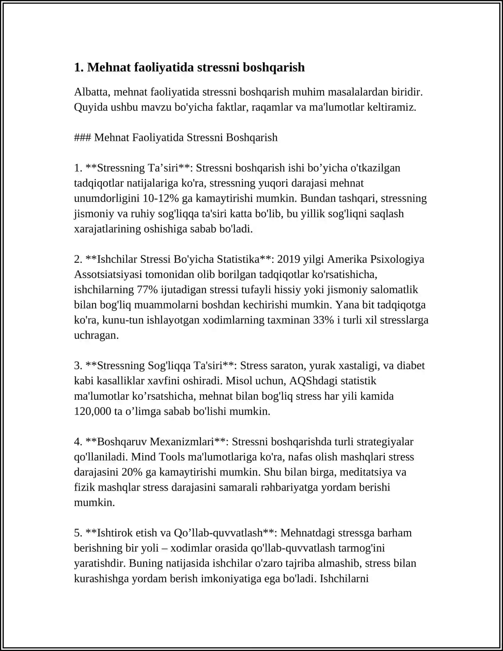 MEHNAT VA MUHANDISLIK PSIXALOGIYASI FANIDAN,MEHNAT FAOLIYATIDA PSIXALOGIK BARQARORLIK MAVZUSIDAN MUSTAQIL ISH 4