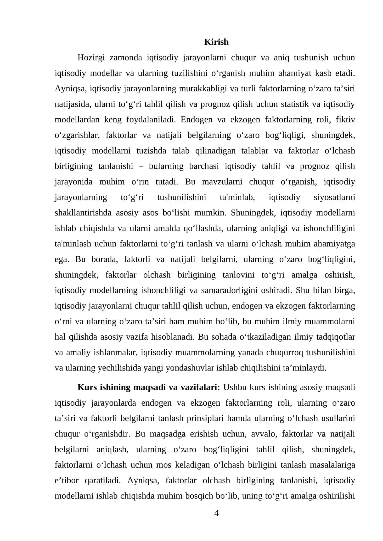 EKONOMETRIKA FANIDAN TAYYORLAGAN KURS ISHI 4