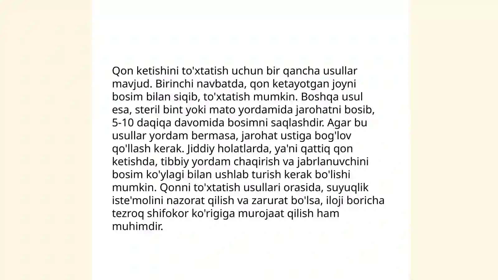 Ishlab chiqarish jarayonlardagi birinchi tibbiy yordam ko'rsatish. (Qon ketishi. Suyaklar sinishi) 4