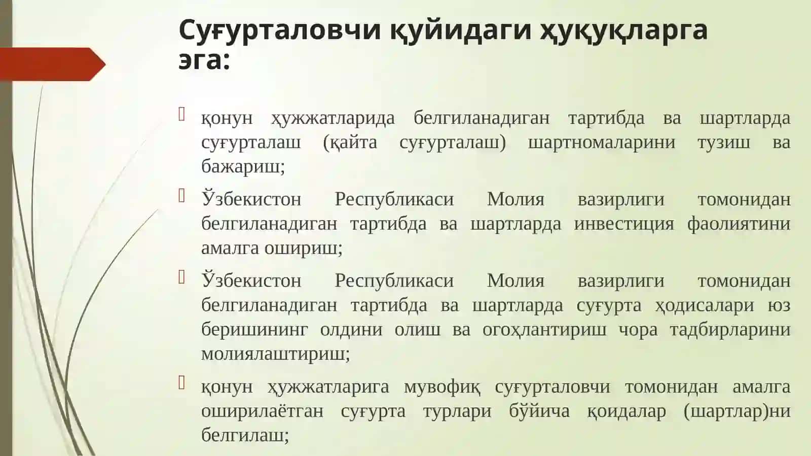 Sug’urta xizmatlarini ko’rsatuvchi sub’ektlarda buxgalteriya hisobi 4