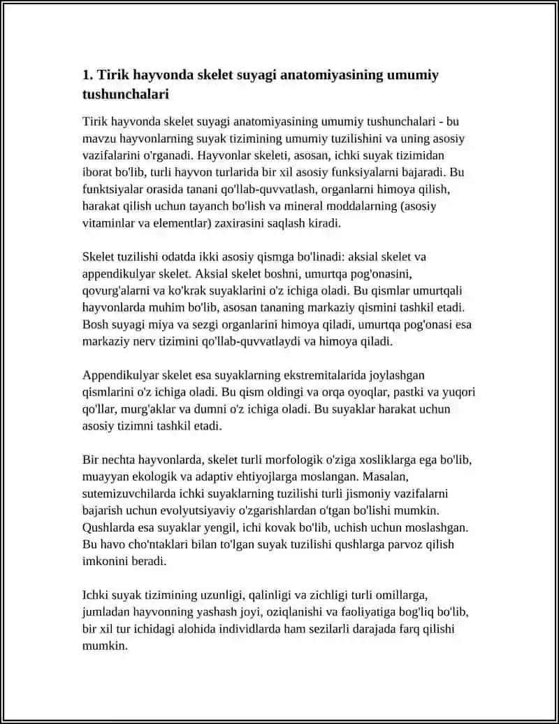 SKELET SUYAKLARINI TIRIK HAYVONDA O'RGANISH VA PREPARATLAR TAYYORLASH 4