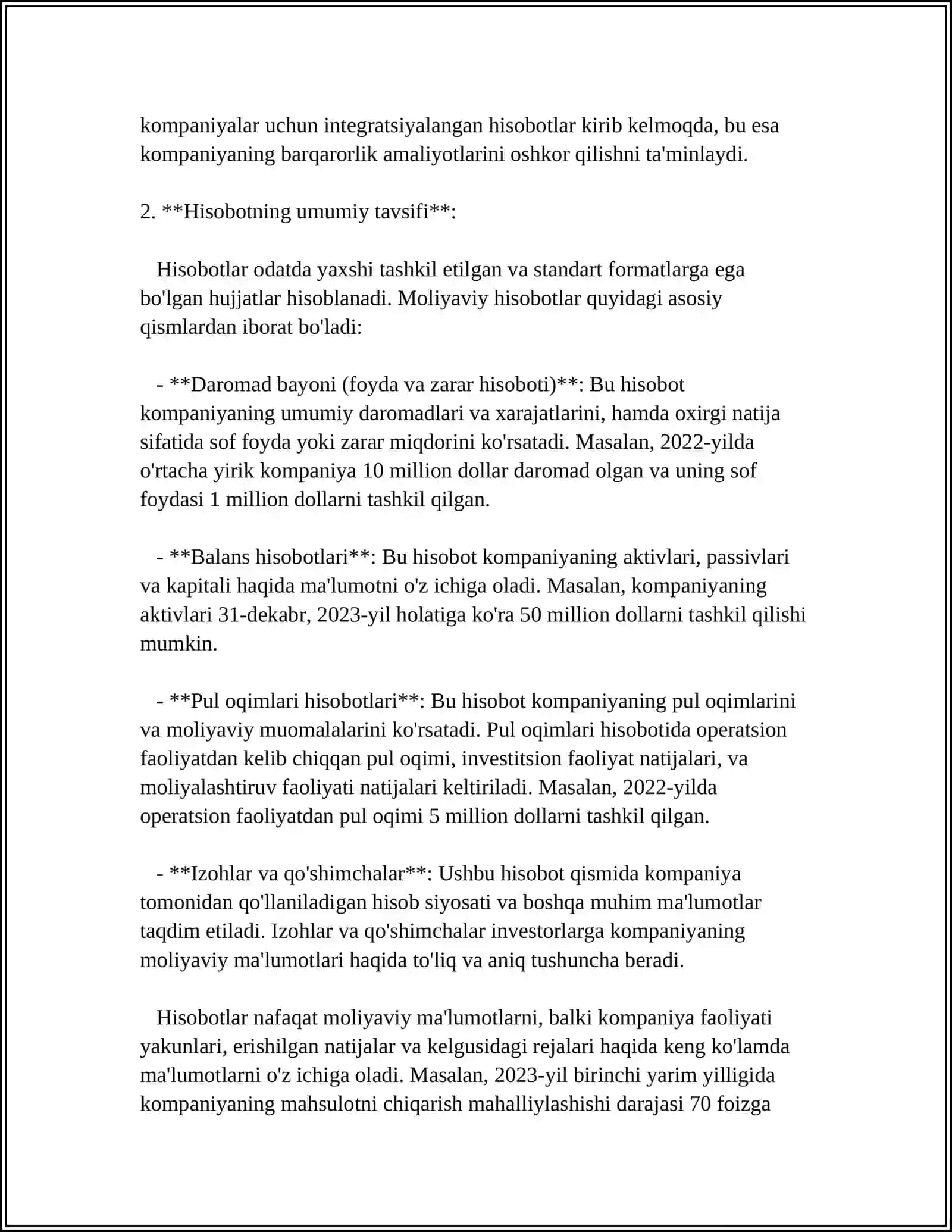 MOLIYAVIY HOLAT TOʻGʻRISIDAGI HISOBOTNING MAZMUNI 4