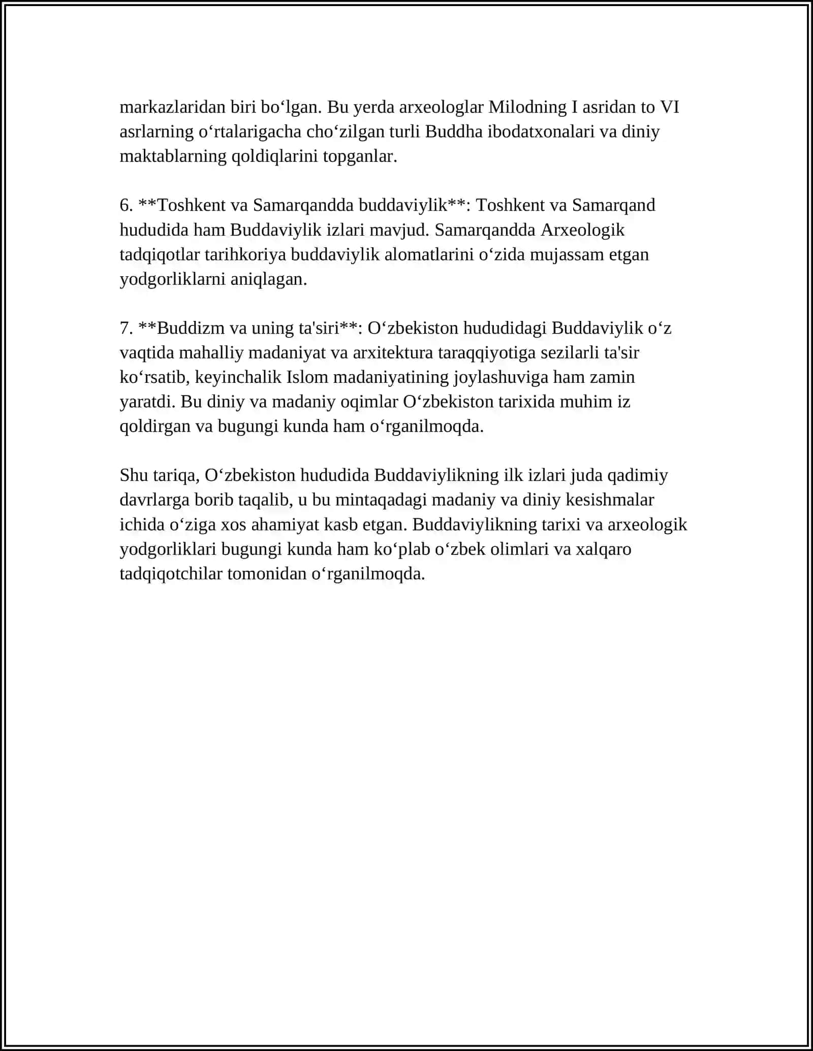 O‘ZBEKISTONDA BUDDAVIYLIK DININING TARIXIY ILDIZLARI (QARATEPA, FAYOZTEPA, DALVARZINTEPA) VA HOZIRGI ZAMON 4