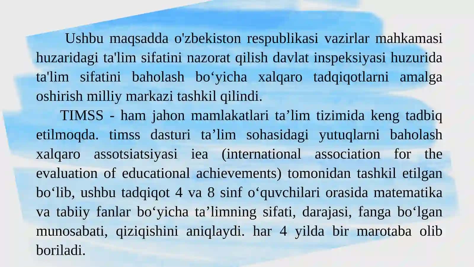 Matematik savodxonlikni TIMSS, xalqaro baholash tizimi orqali takomillashtirish 4