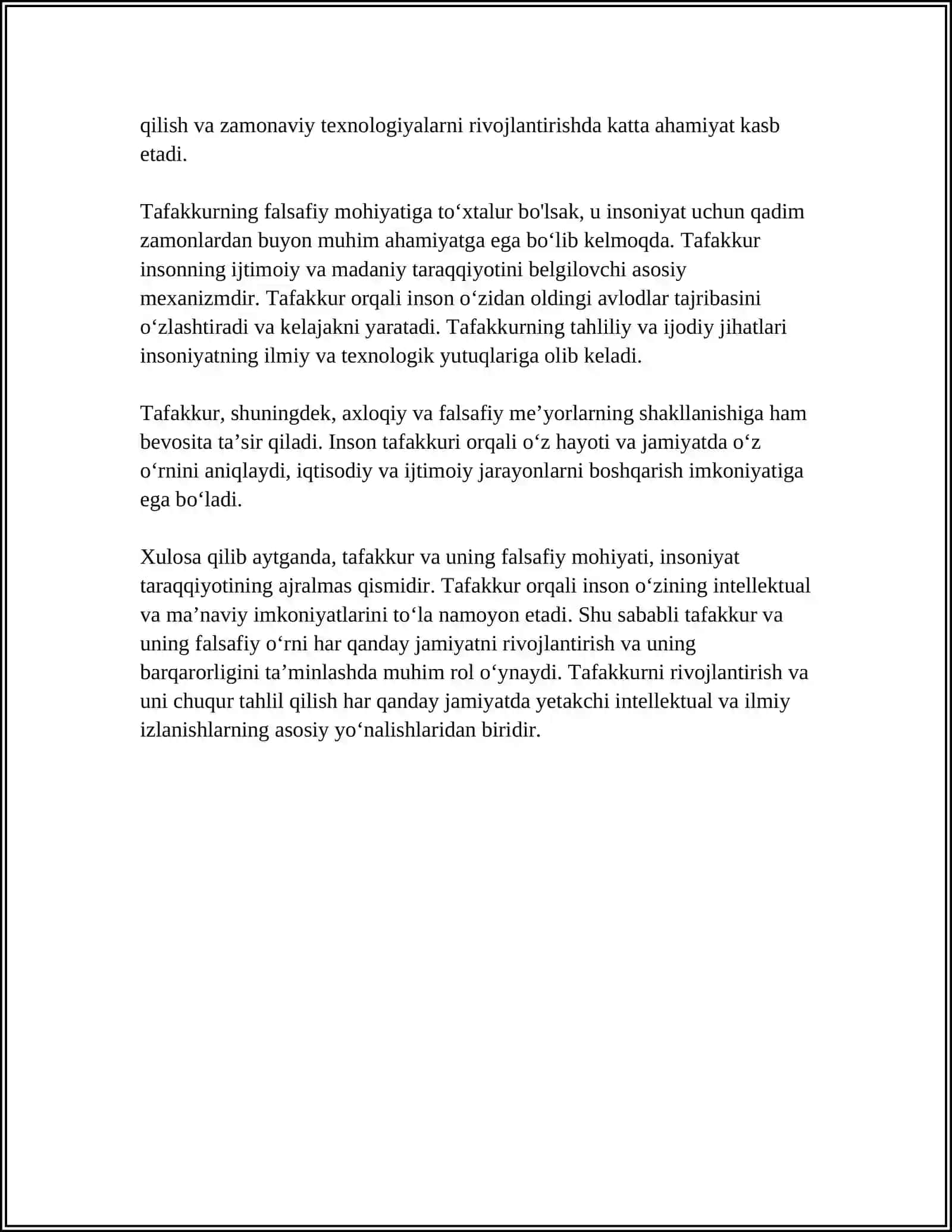 TAFAKKUR JURNALI MATERIALLARI ASOSIDA ILMIY MAQOLALAR BN ISHLASH 4