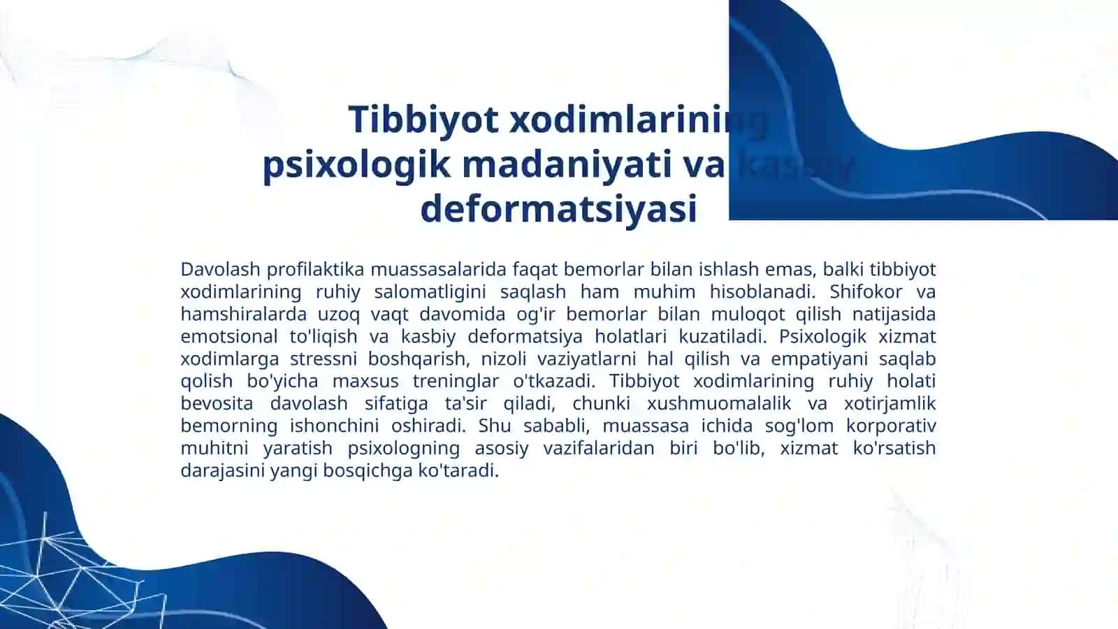 Davolash profilaktika muassasalarida tibbiy psixologik xizmatning mazmuni va mohiyati 4