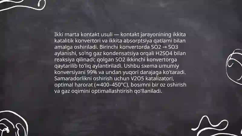 Sulfat kislota ishlab chiqarish usullari 4