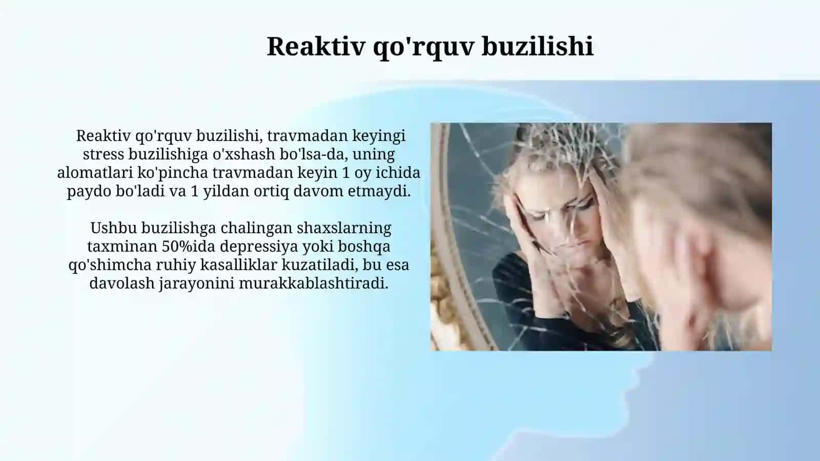 Jarohatlanish natijasida kelib chiqqan ruhiy buzilishlar. Neyroontogenetik buzilishga ta'rif bering 4