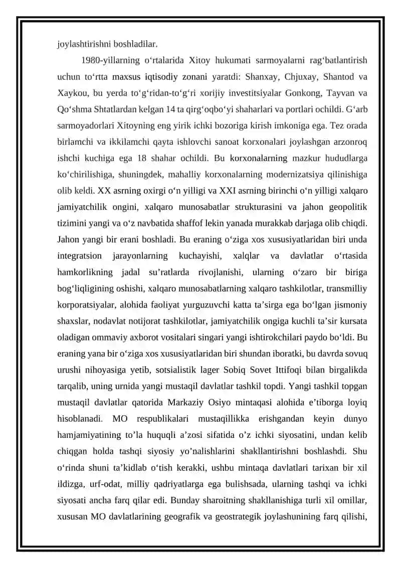 XX-XXI asrlarda Xitoyning global qudratga aylanishi jarayonlari 4