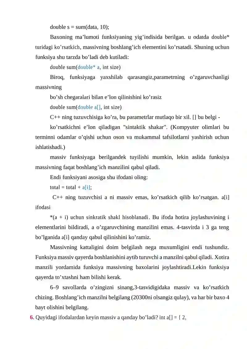 Dinamik masivlar va koʻrsatkichlar 4