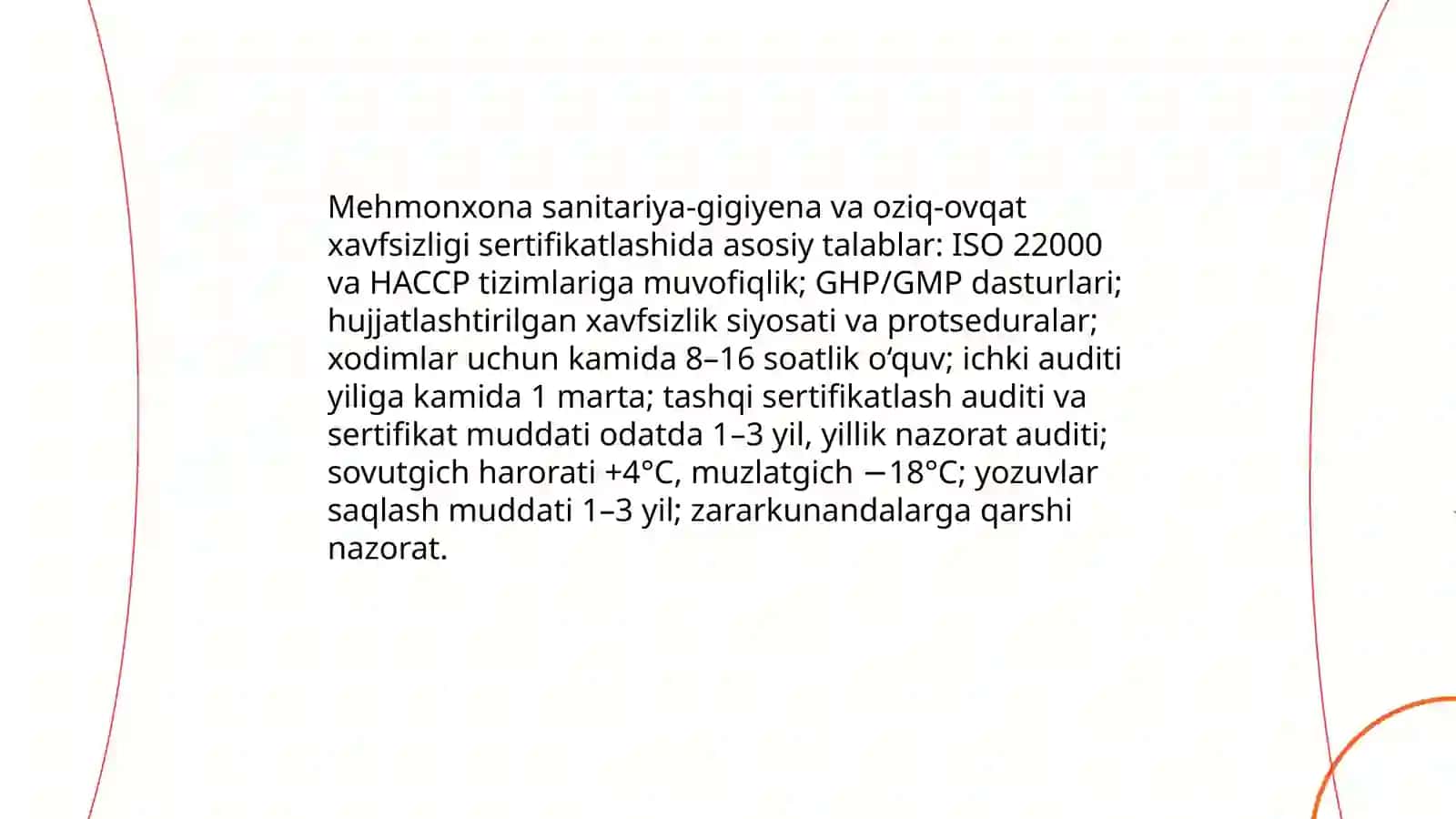 Turizm va mehmonxona korxonalari mahsulotlarni srandartlashtirish va sertifikatlash 4