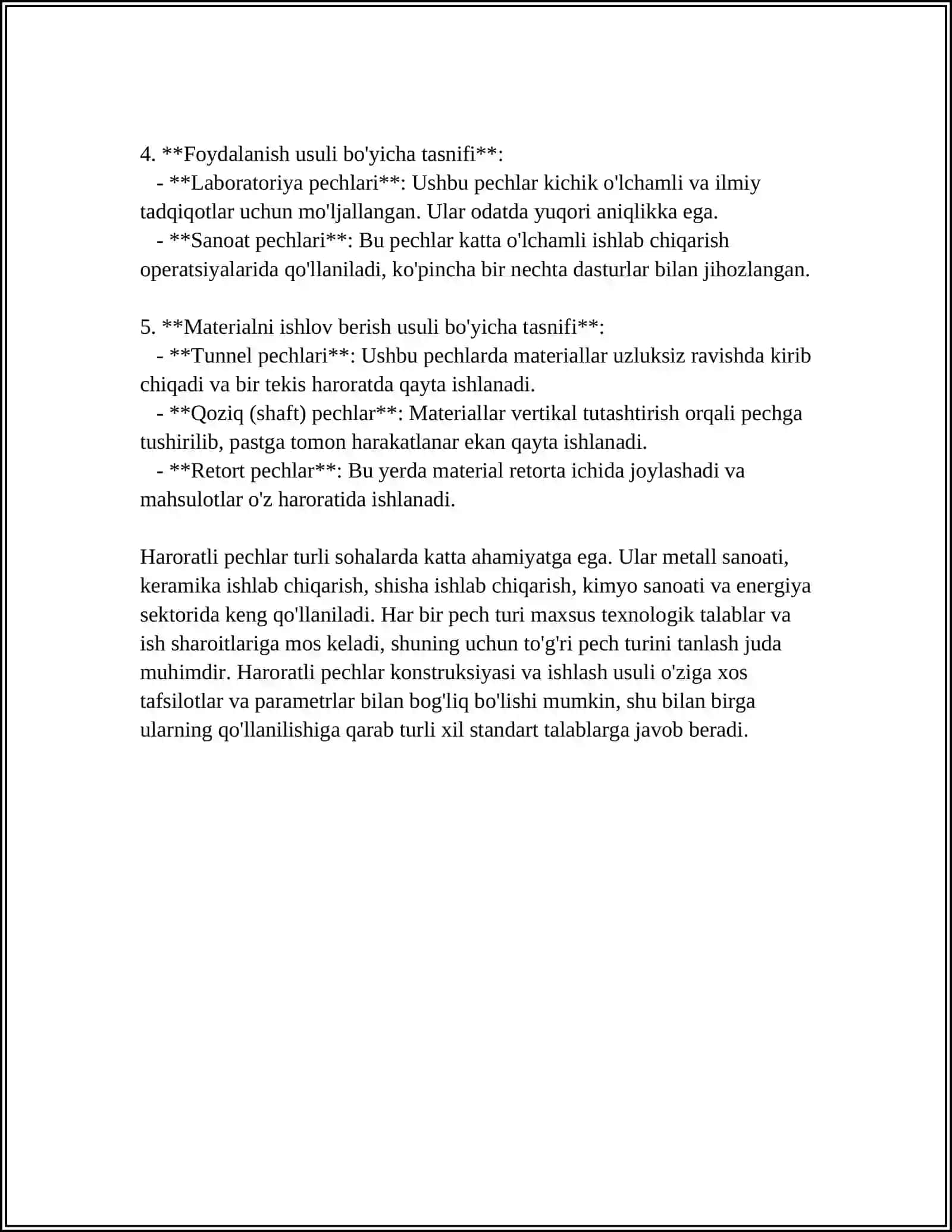 UMUMIY OVQATLANISH KORXONALARIDA PAST HARORATLI PECHLARDAN FOYDALANISH UNING TURLARI QURILMANING TEXNIK TAVSIFI 4