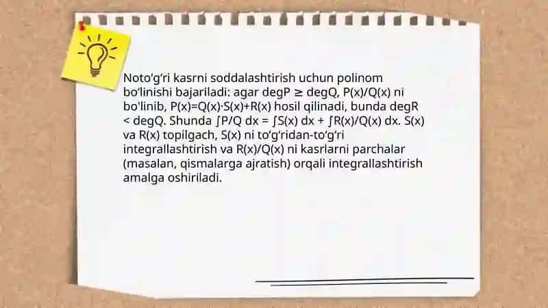 Kasr-ratsional funksiyalarni integrallash 4
