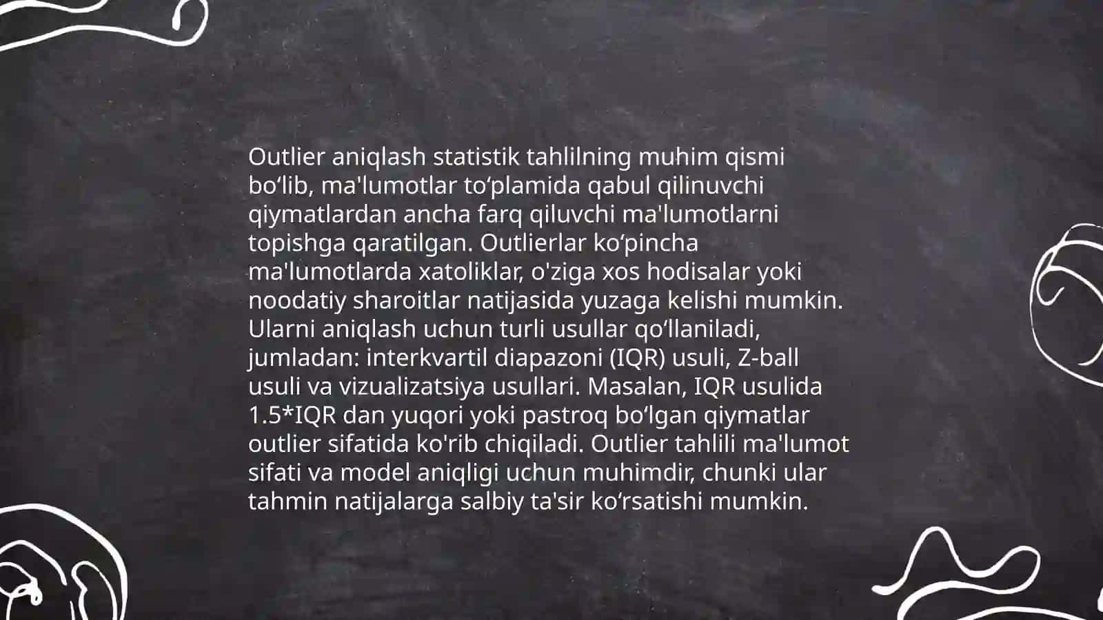 Anomal ma'lumotlarni aniqlash: Outlier aniqlash usullari va ko'p o'lchovli ma'lumotlarda anomal qiymatlarni topish 4