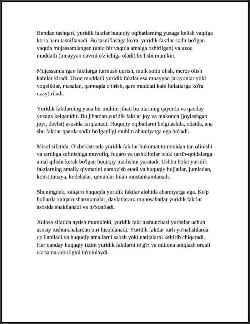 YURIDIK FAKT VA TUSHUNCHASI VA TURLARI 4