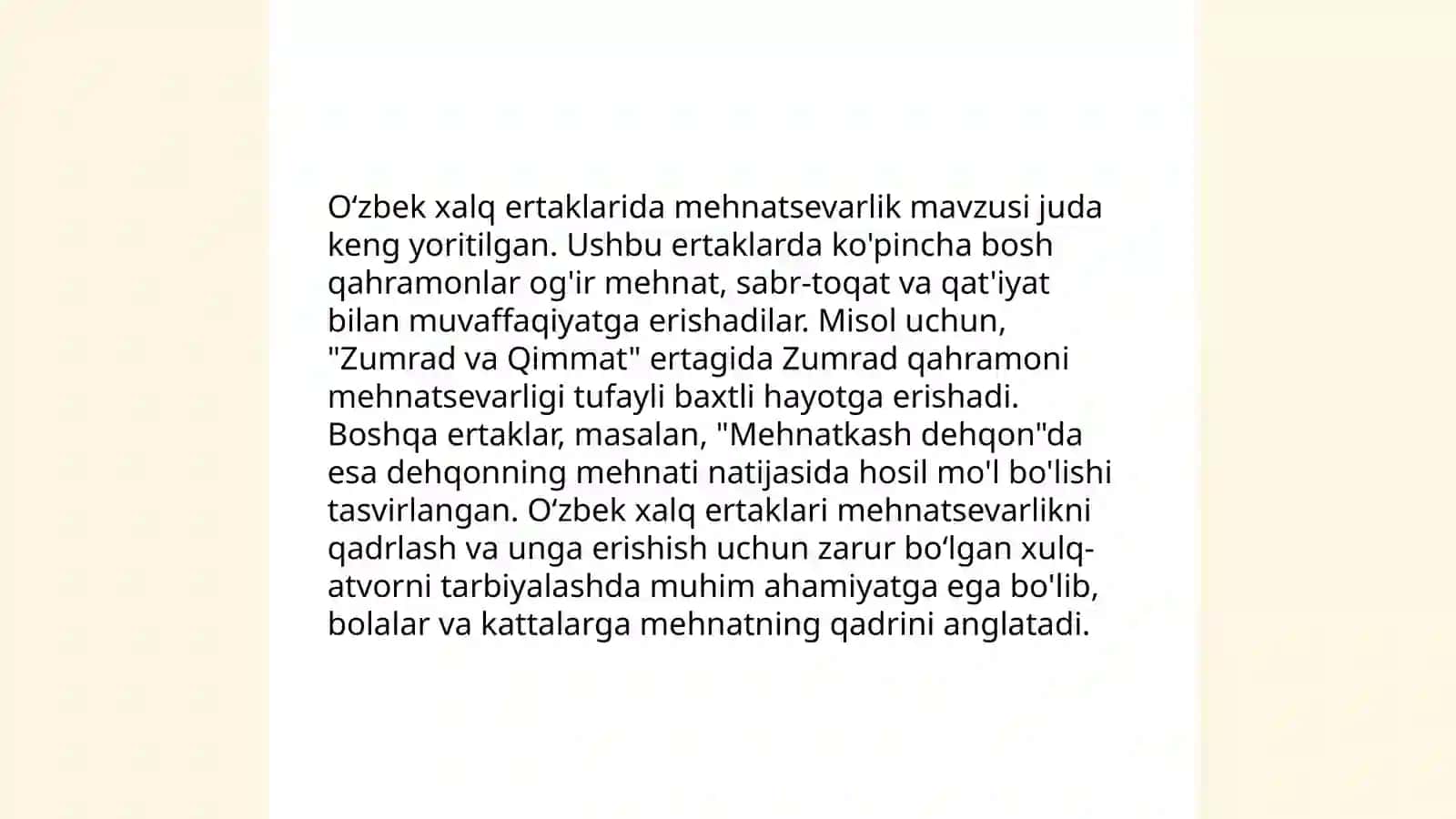 Xalq ogʻzaki ijodida mehnatsevarlik tarbiyasi 4