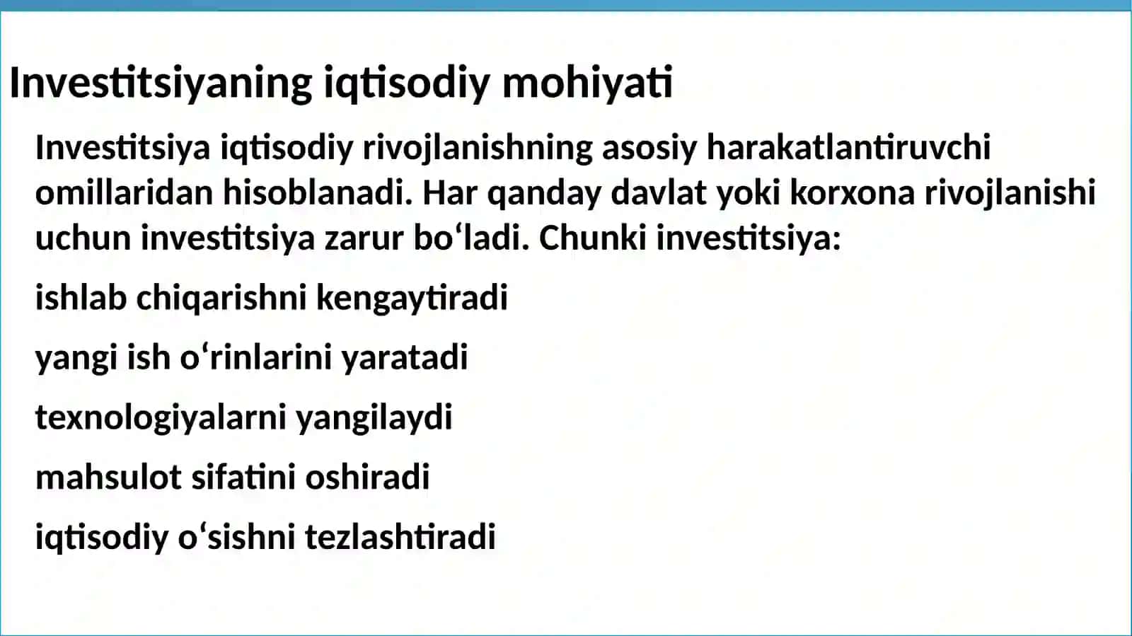 O'zbekistonda investitsiya siyosati va iqtisodiyotda tarkibiy o'zgarishlarni amalga oshirish yo'llari 4