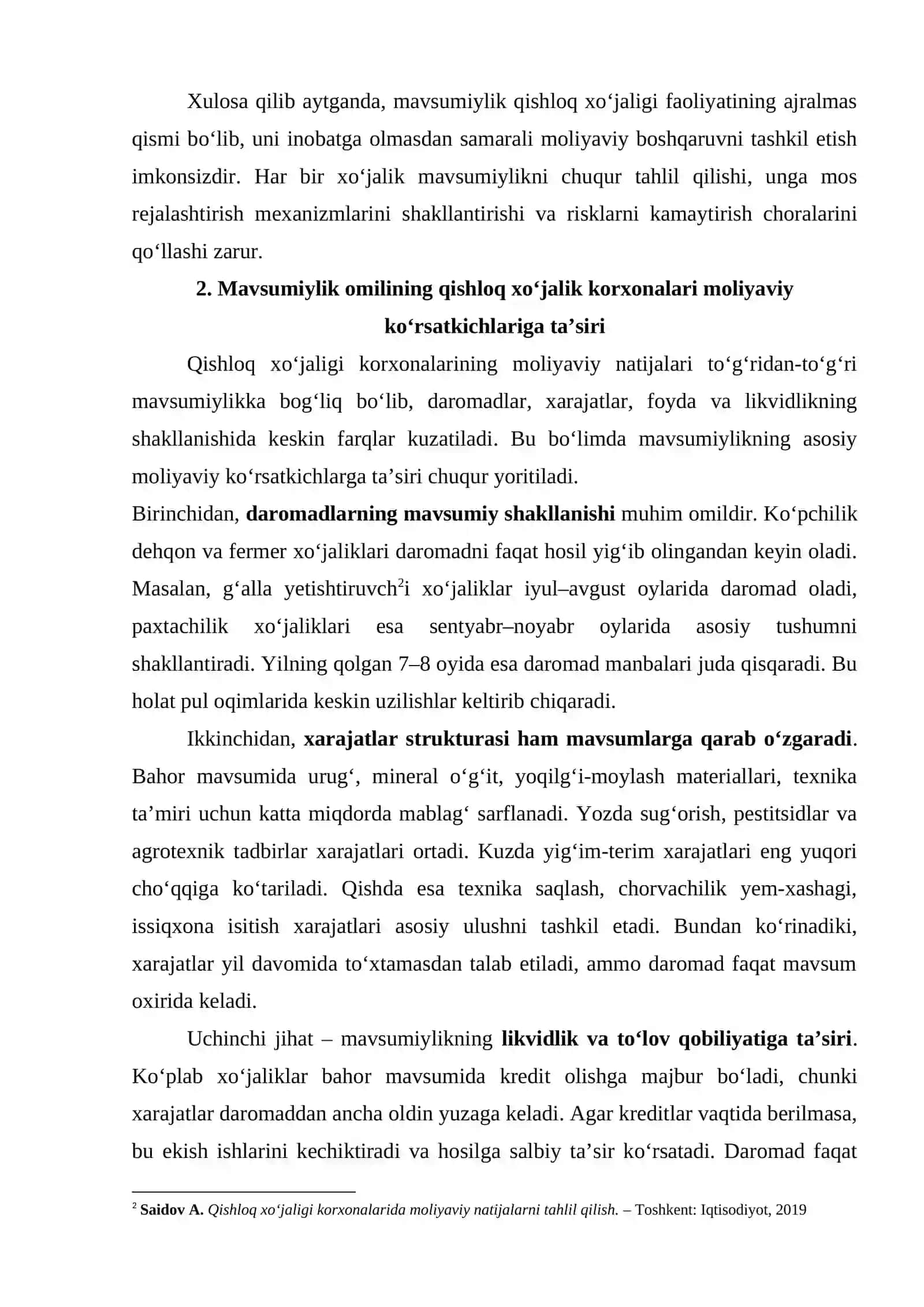 QISHLOQ XO‘JALIK FAOLIYATIDA MAVSUMIYLIK OMILINING MOLIYAVIY KO‘RSATKICHLARIGA TA’SIRI 4