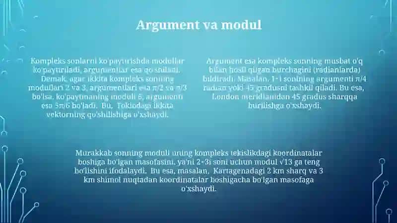 Kompleks sonlarni ko'paytirishning geometrik tasvirini ko'rsatish 4