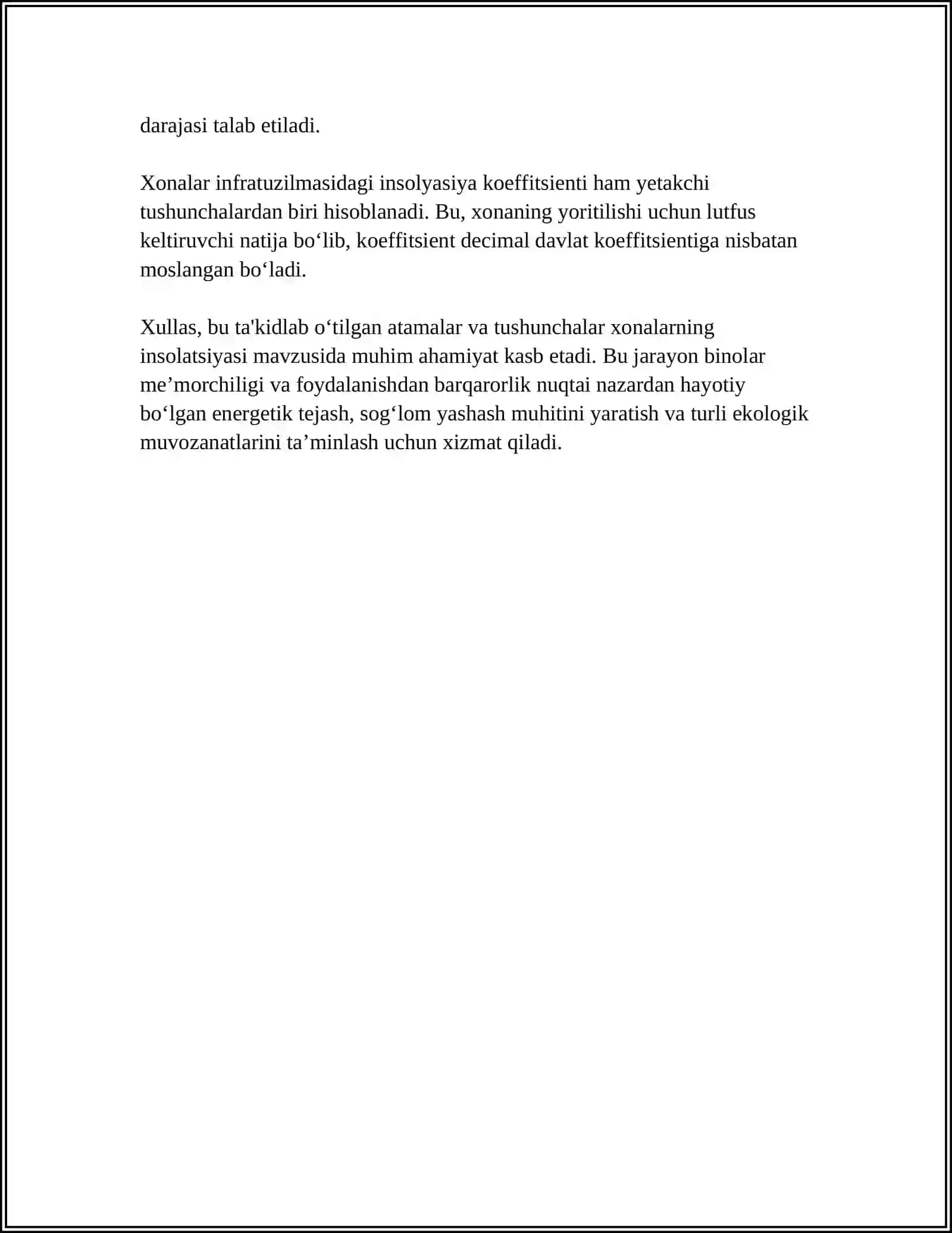 XONALARNING INSOLYATSIYASU HAQIDA TUSHUNCHA, UNING AHAMIYATI. XONALARNING TABIIY YORUGʻLIGINI BELGILOVCHI OMILLAR 4