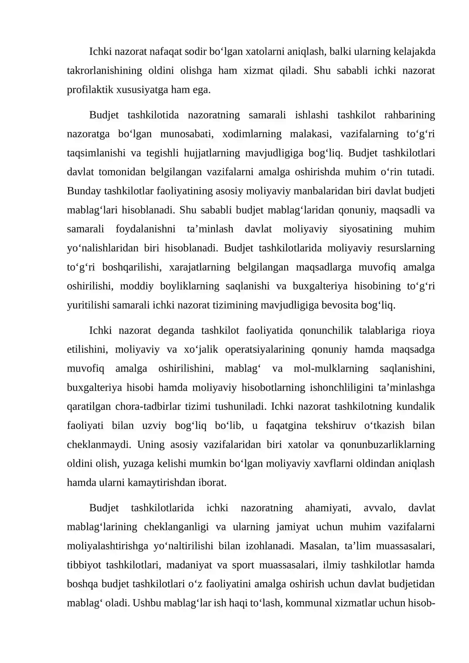 BUDJET TASHKILOTLARIDA ICHKI NAZORATNI TASHKIL ETISHNING TASHKILIY-USLUBIY JIHATLARI 4