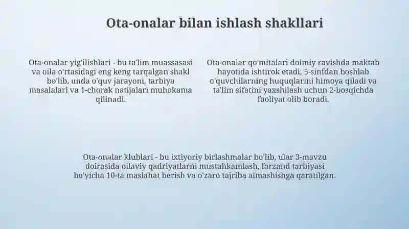 Ota onalar bilan olib boriladigan ish shakl va metodlar 4
