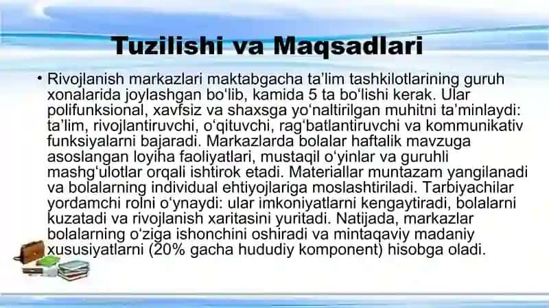 Rivojlanish markazlarining faoliyati 4