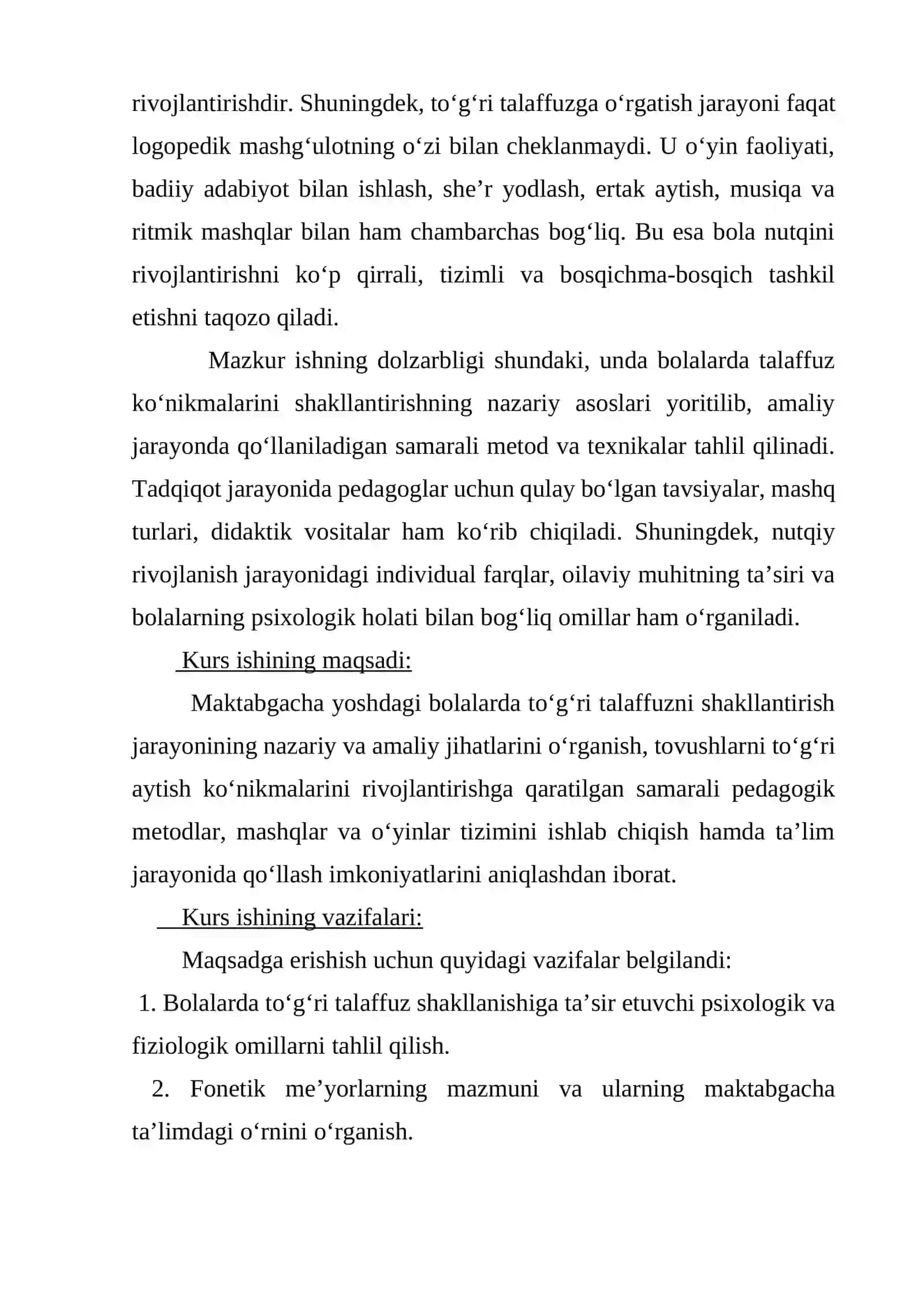 «NUTQ O’STIRISH METOTIKASI» FANIDAN KURS ISHI 4