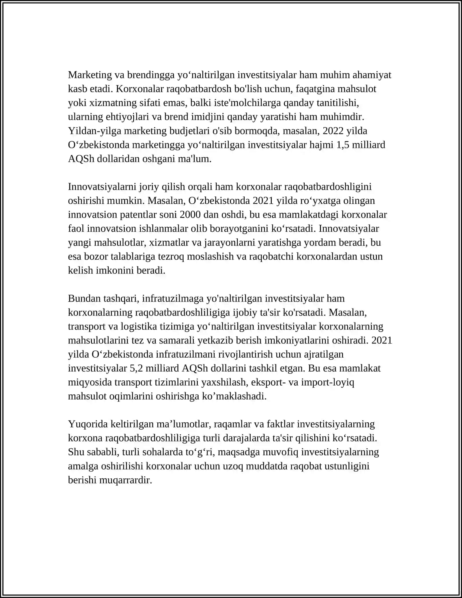 INVESTITSIYALAR KORXONA ISHLAB CHIQARISH SALOHIYATINI RIVOJLANTIRISH VA MUSTAHKAMLASH VOSITALARI SIFATIDA 4
