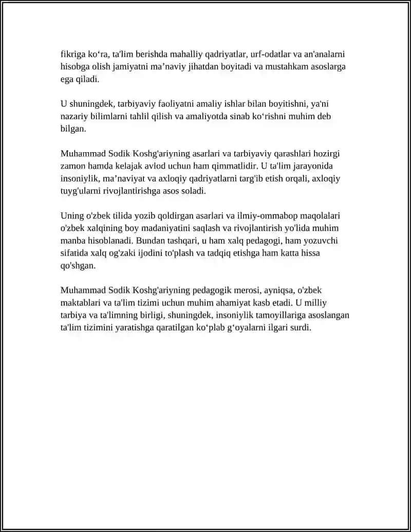 MUHAMMAD SODIK KOSHG'ARIYNING PEDAGOGIK QARASHLARI 4