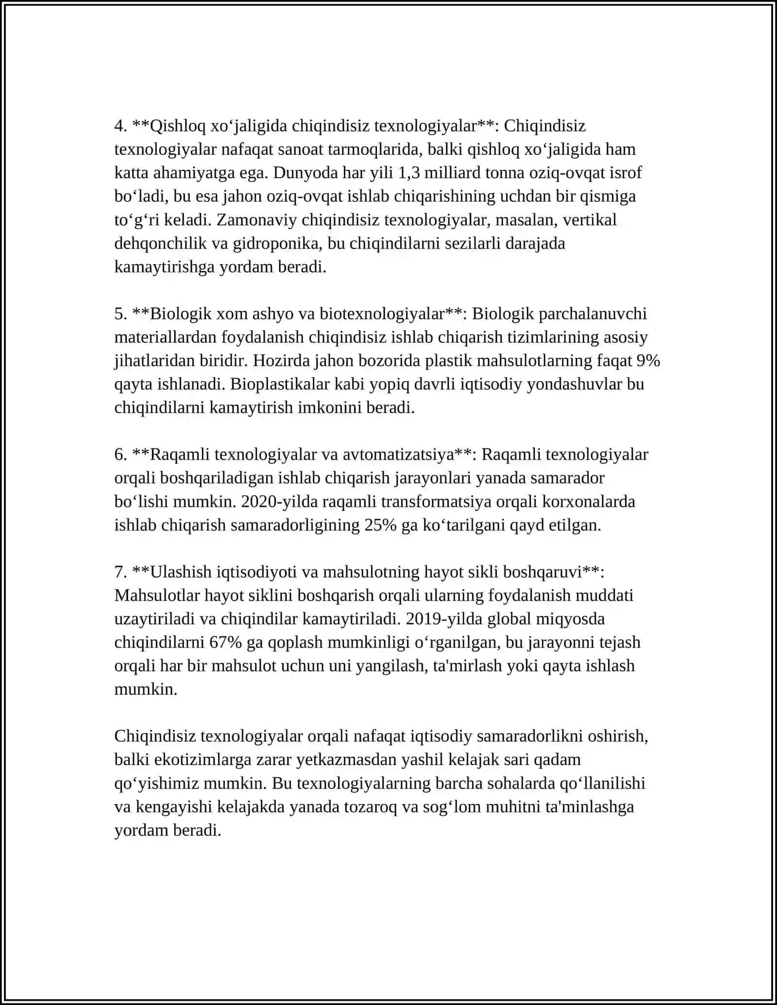 CHIQINDISIZ VA KAM CHIQINDILI TEXNOLOGIYALAR ZAMON TALABI 4