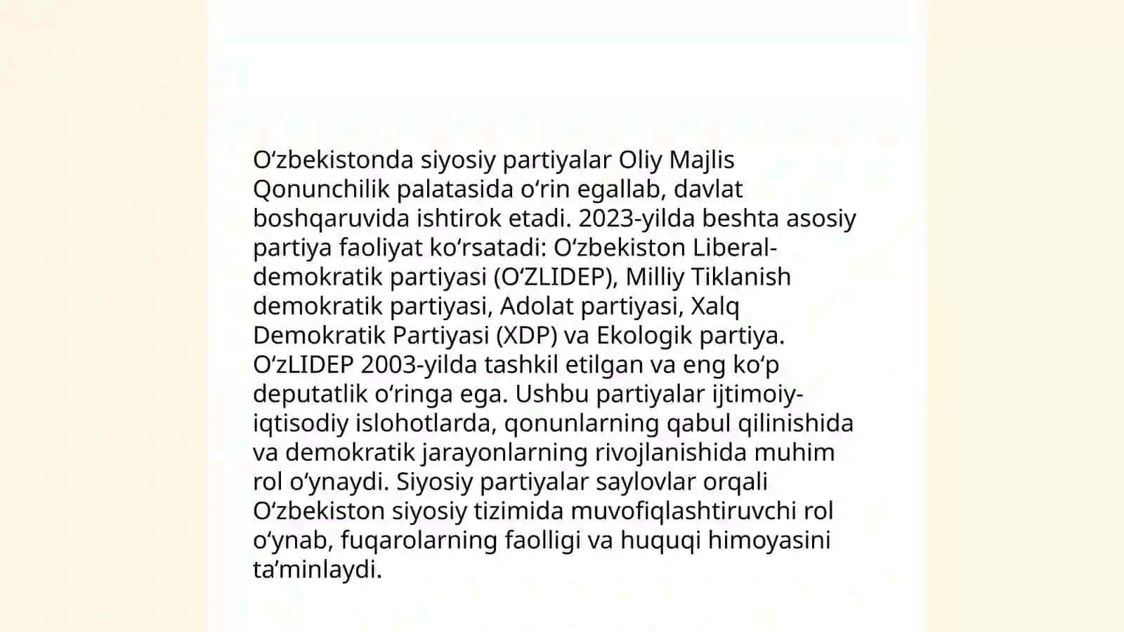 O'zbekistonda demokratik fuqarolik jamiyati asoslarining shakllanishi amalga oshirilgan siyosiy islohotlar 4