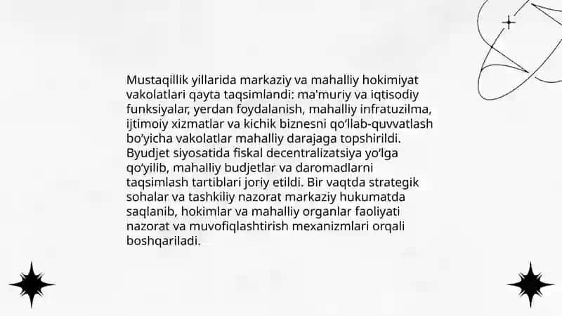 Mustaqillik yillarida davlat boshqaruvi tizimida amalga oshirilgan islohotlar 4