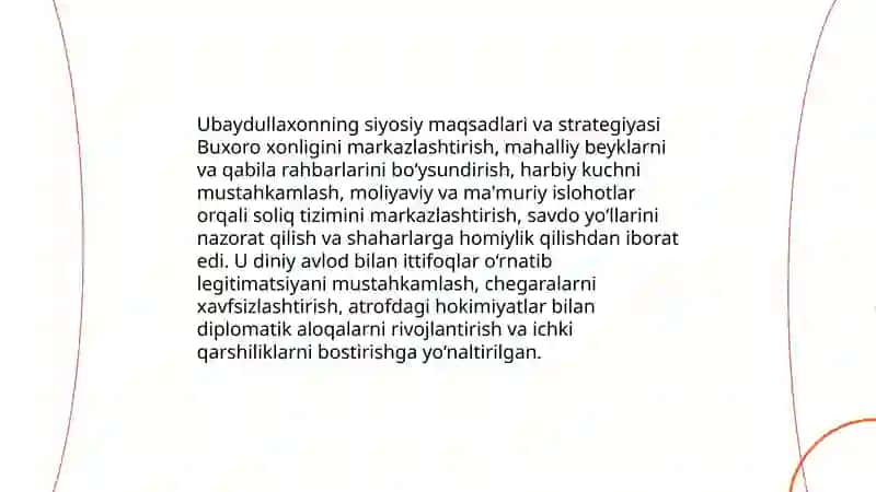 Ubaydullaxonning hukmronligi va Buxoro xonligining tashkil topishi 4