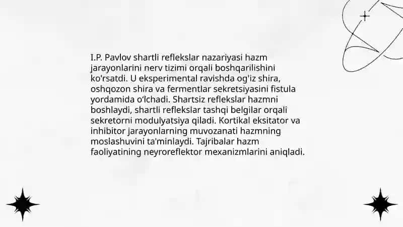 I.P. Pavlovning hazim soxasidagi ishlari 4